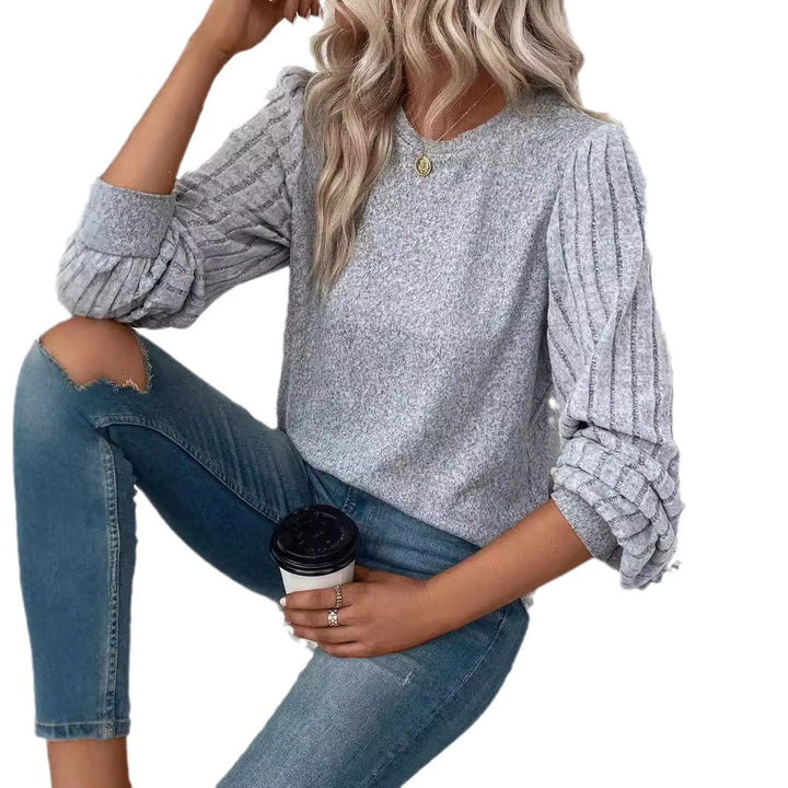 Ladies knit sweater with gathered balloon sleeves Mune Fashion