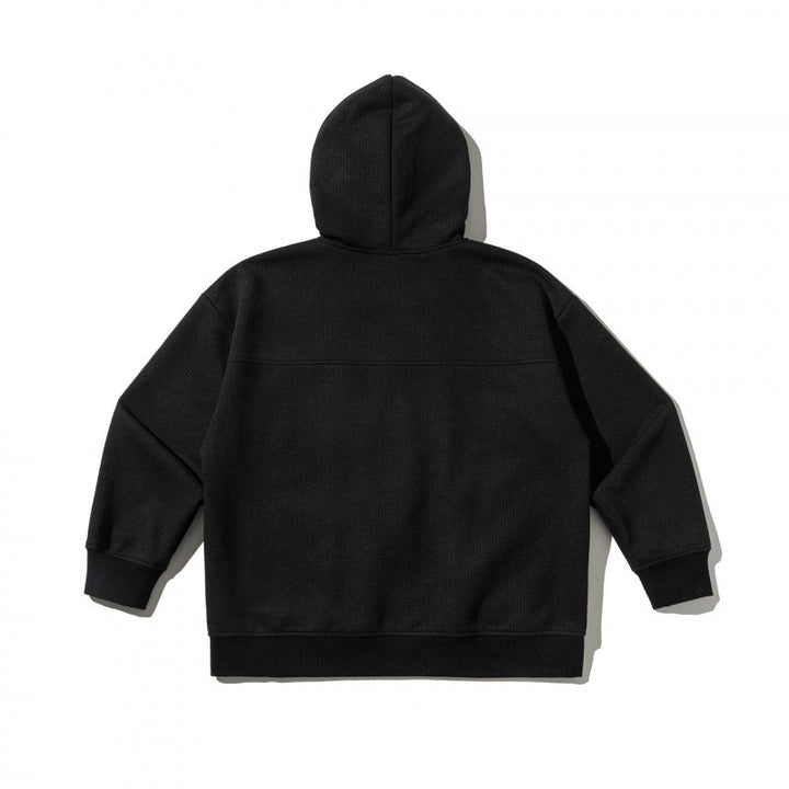 Unisex Oversize Hooded Zip Jacket made of Waffle Knit with Chest and Slash Pockets Mune Fashion