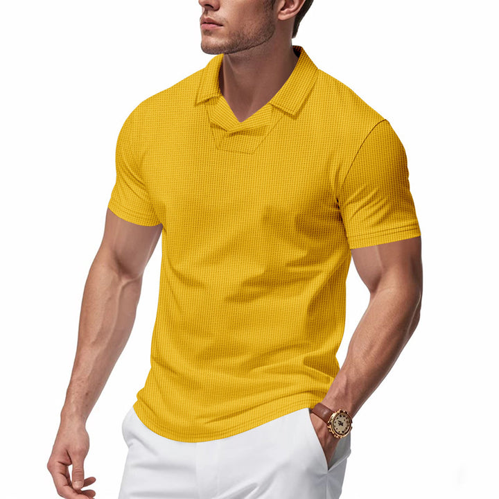 Men's structured short-sleeve polo with open V-neck and close-fitting cut Mune Fashion