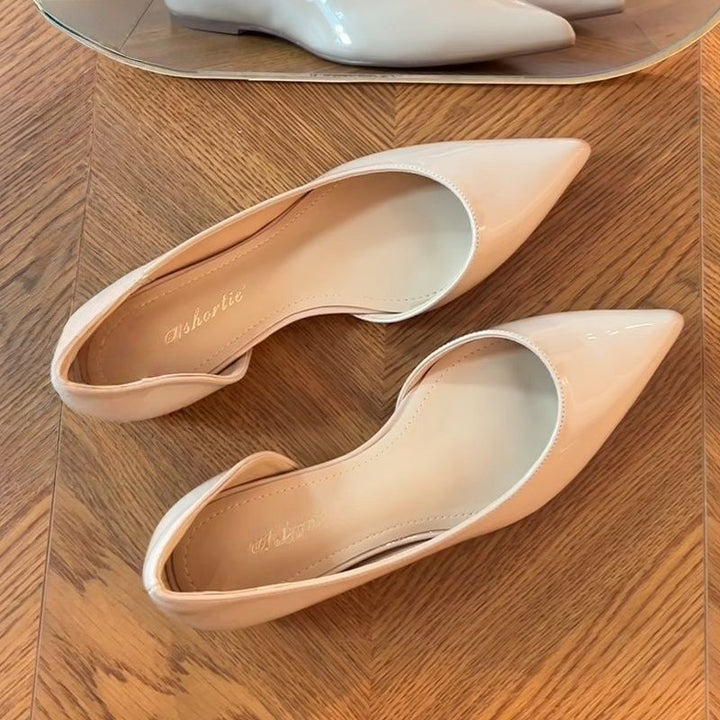Women's Elegant Pointed Toe Patent Ballerinas with Memory Footbed Mune Fashion
