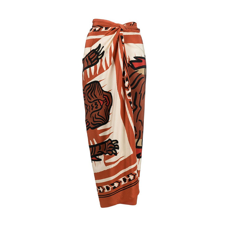 Women's High-Waisted Bikini with Asymmetrical Top and Wrap Skirt Mune Fashion
