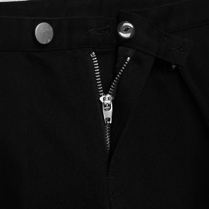 Women's Short-Cut Slim-Fit Ankle-Length Fabric Pants with Zipper Pockets Mune Fashion