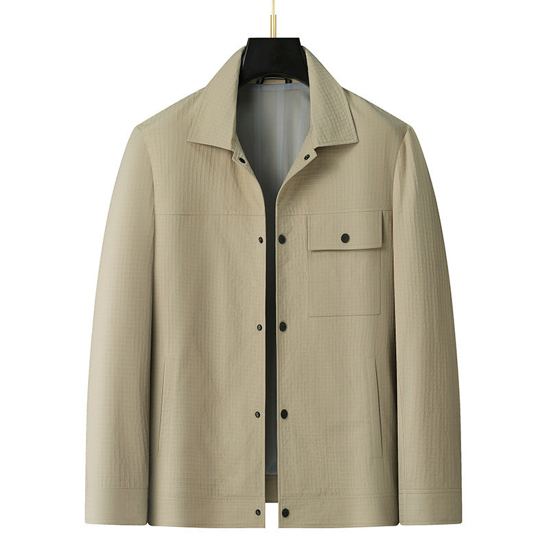 Men's lightweight shirt jacket made of structured ripstop look with snap button placket Mune Fashion
