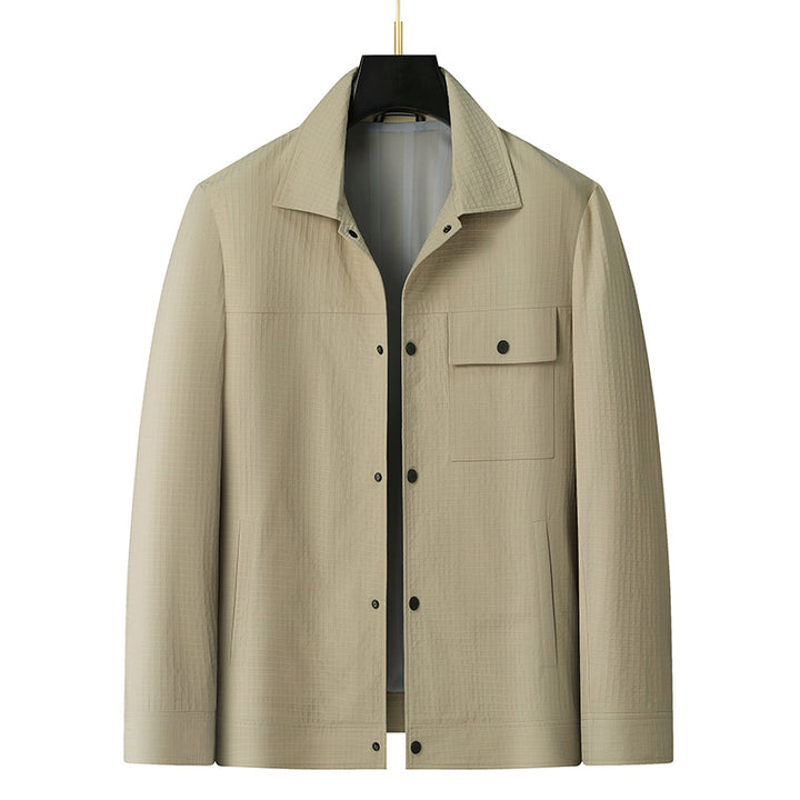 Men's lightweight shirt jacket made of structured ripstop look with snap button placket Mune Fashion