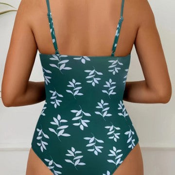 Women’s one-piece swimsuit with elegant V-neckline and floral design Mune Fashion