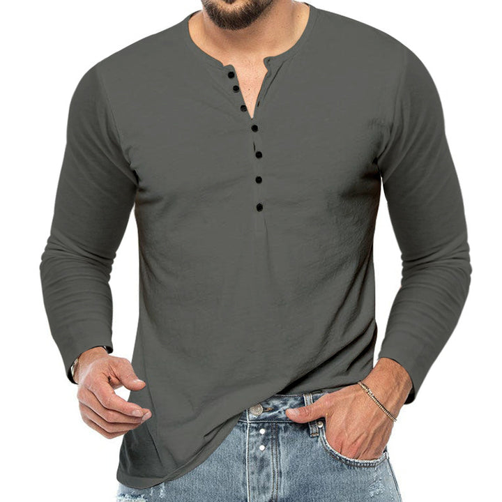 Men's slim fit Henley shirt with stand-up collar and short button placket Mune Fashion