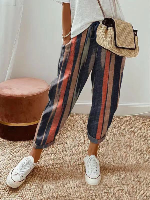 Women's Loose Printed Jogger with Drawstring and Cuffed Hem Mune Fashion