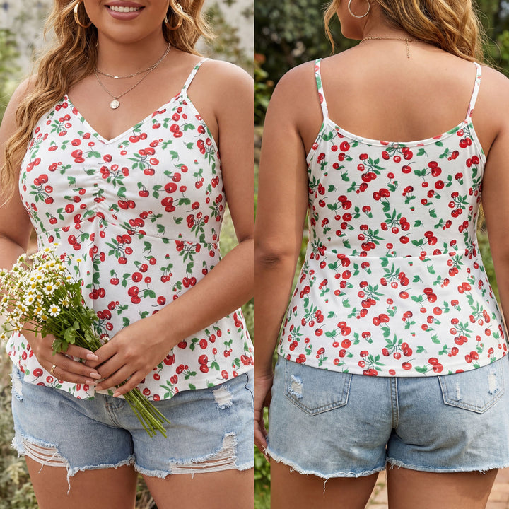 Ladies, airy flower shirt with spaghetti straps Mune Fashion