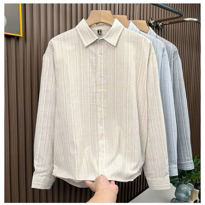 Men's Elegant Striped Long Sleeve Shirt Mune Fashion