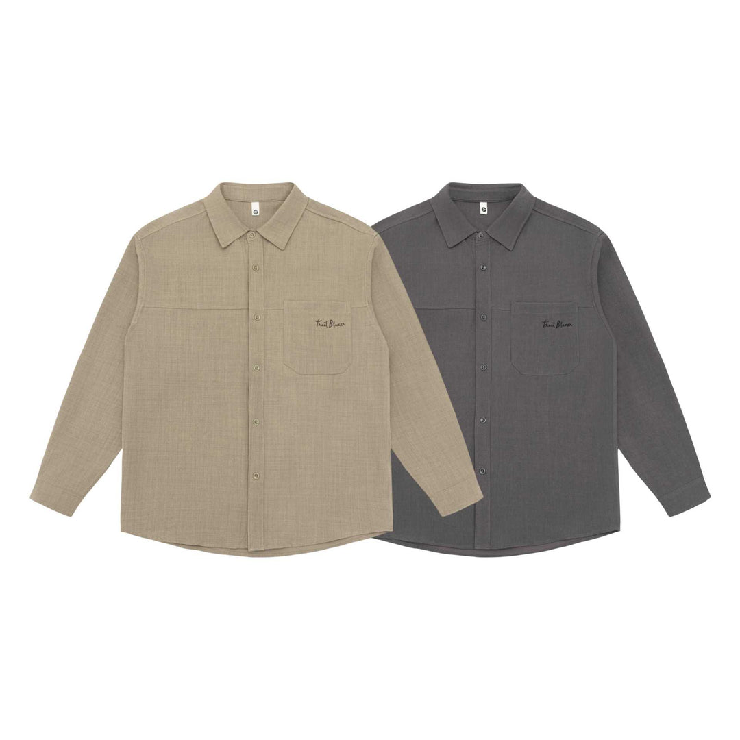 Unisex Lightweight Shirt Jacket in Overshirt Style made of Linen-Cotton Blend with Chest Pocket and Rounded Hem Mune Fashion