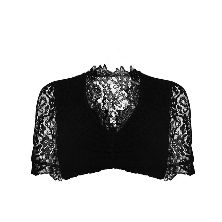 Women's off-the-shoulder Carmen top with gathered front and transparent puff sleeves Mune Fashion