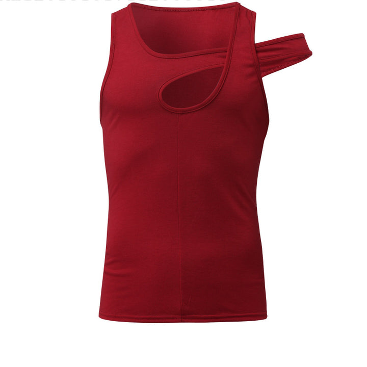 Men's nan asymmetrical sleeveless tank top with cut-out insert made of cotton-elastane Mune Fashion