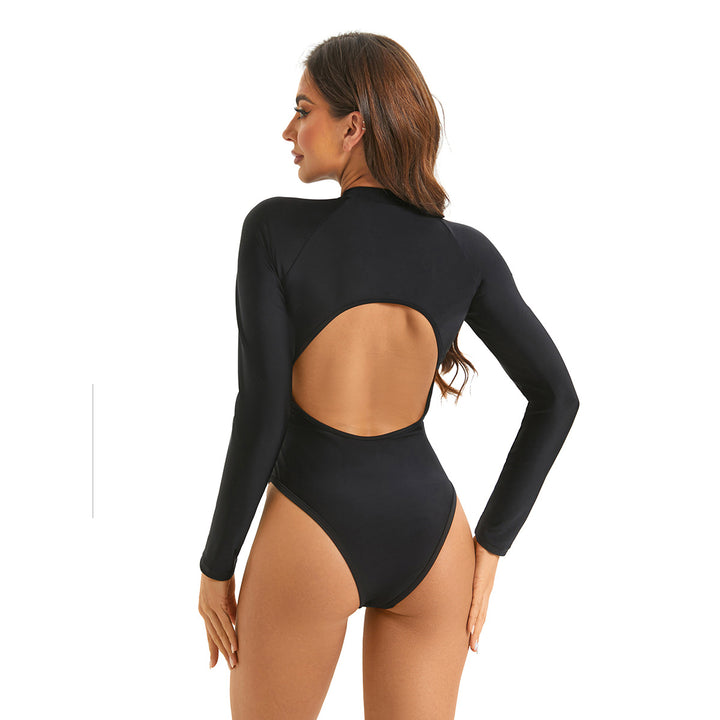 Women Long Sleeve Surfer Swimsuit with Back Cutout Mune Fashion