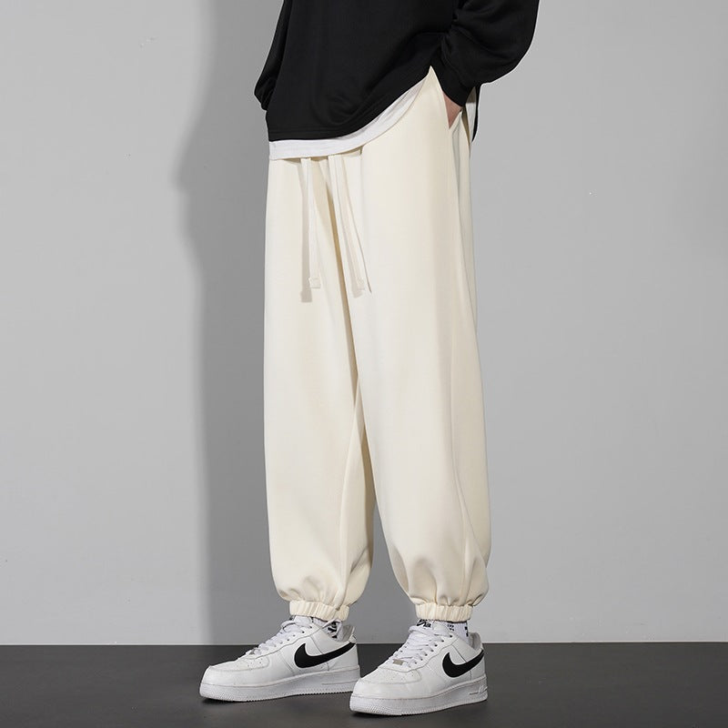 Men's Wide Relaxed Jogging Pants with Drawstring, Straight Leg Design & Elastic Cuffs Mune Fashion