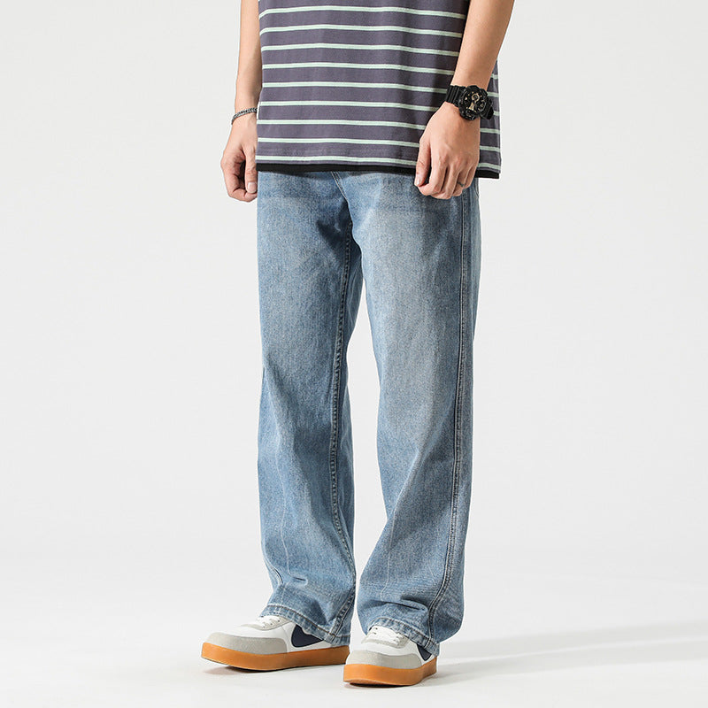 Women's wide tapered denim jeans with mid-rise waist Mune Fashion