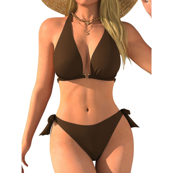 Women's triangle bikini with back strap and sensual V-neck Mune Fashion