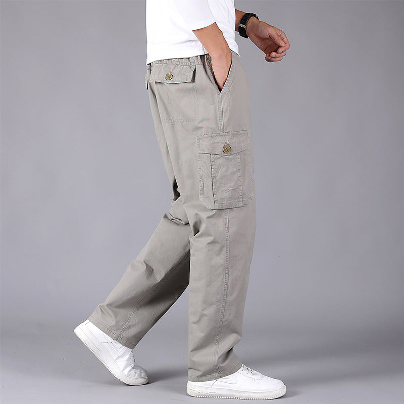 Men's cargo pants in utility style with elastic waistband, straight leg, and patch flap pockets Mune Fashion