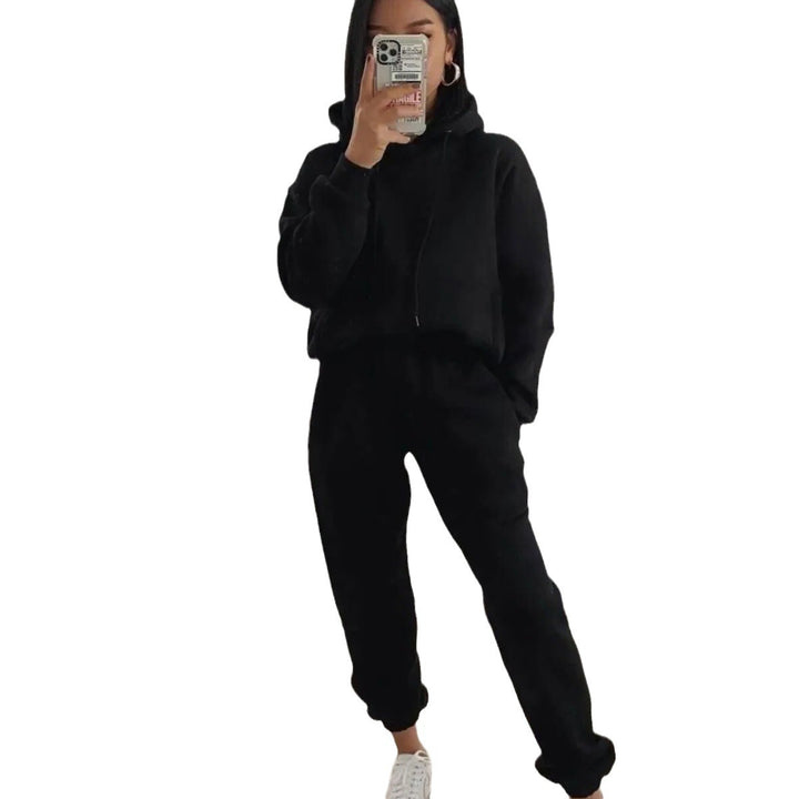 Women's cozy oversized hoodie and high-waist jogging pants set Mune Fashion