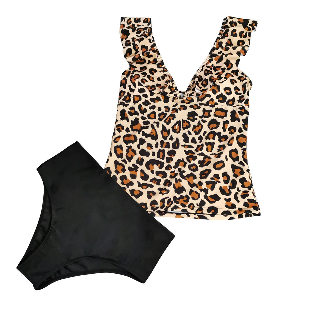 Women's Elegant Swimsuit with Leopard Print and Ruffle Details Mune Fashion