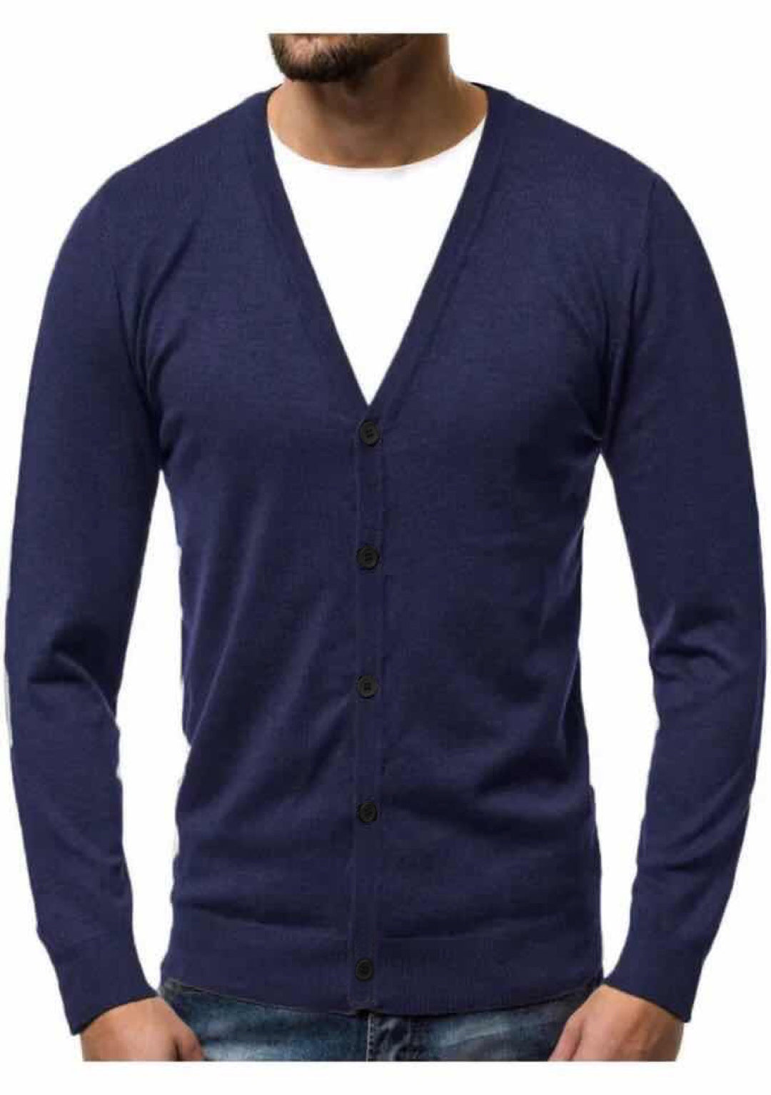 Men's fine knit cardigan with V-neck, slim fit and button placket Mune Fashion