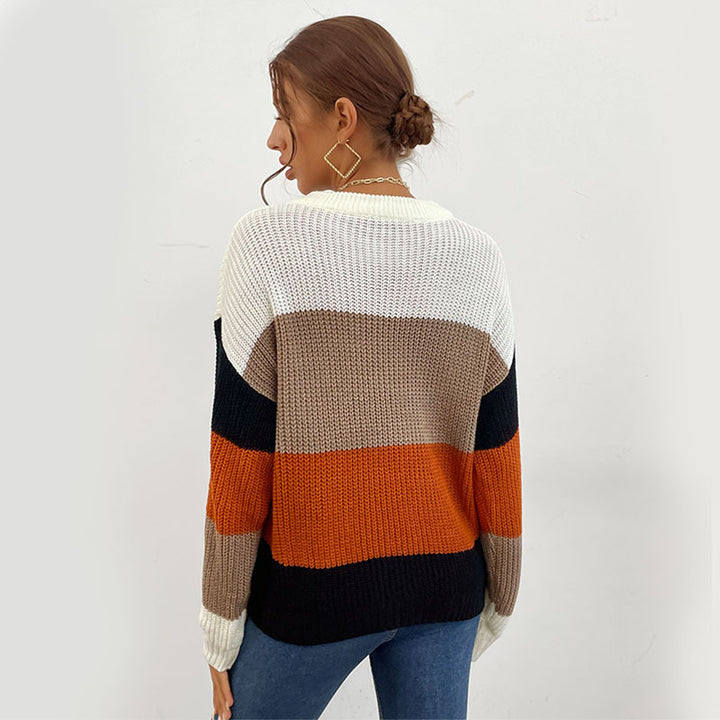 Women's Casual Color Block Sweater Mune Fashion