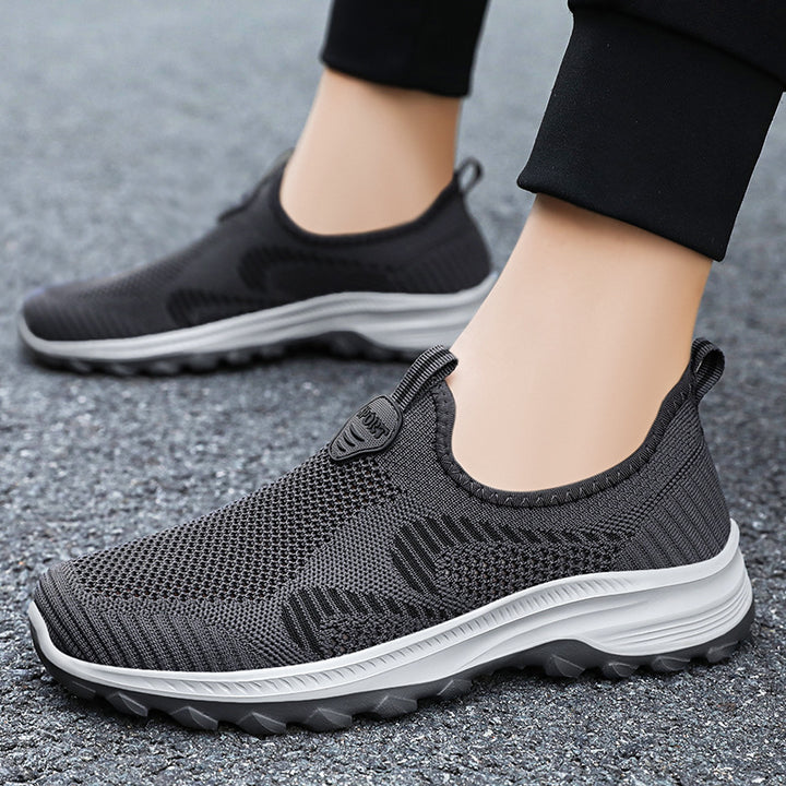 Men's elastic knit slip-on trekking sneakers with grippy tread and ergonomic cushioning sole Mune Fashion
