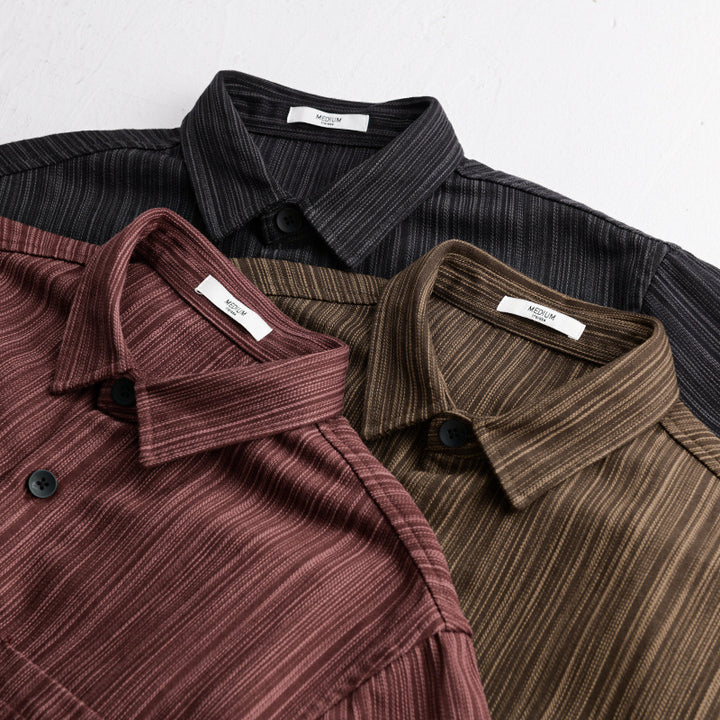 Men's cord overshirt with fine striped texture and attached chest pocket Mune Fashion