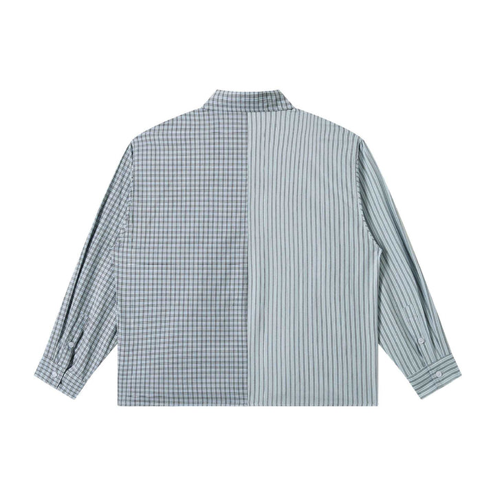 Unisex Oversize Shirt with Split Stripe and Check Design Mune Fashion