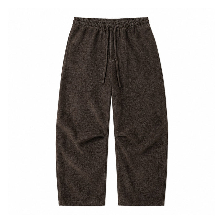 Women's loosely cut cropped pants with high elastic waistband and drawstring made of textured linen blend Mune Fashion