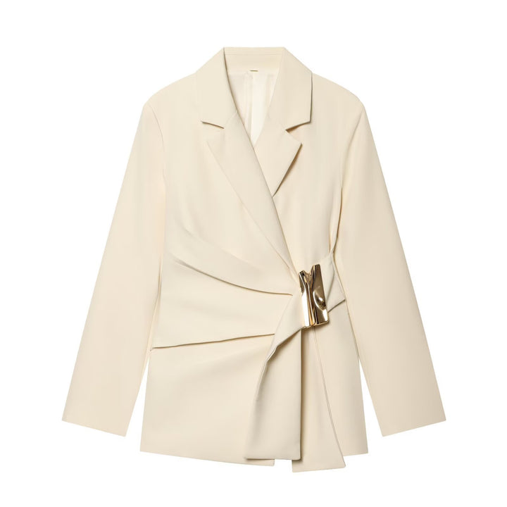 Women's Two-Piece Wrap Blazer and Palazzo Suit Set with Decorative Belt Mune Fashion