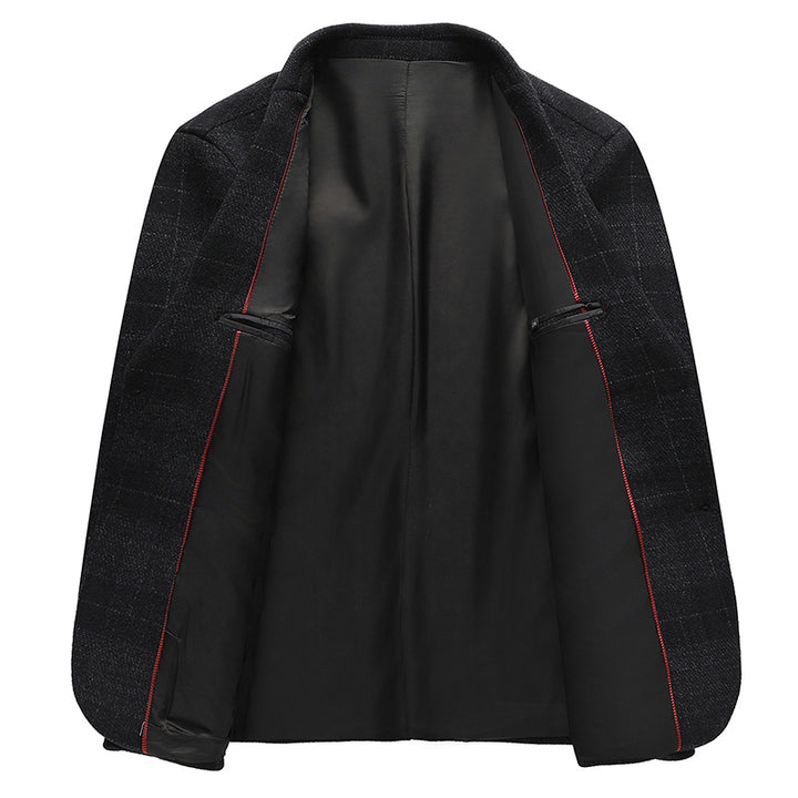 Men's Single-Breasted Wool Blend Jacket with Patch Pockets and Light Thermal Lining Mune Fashion