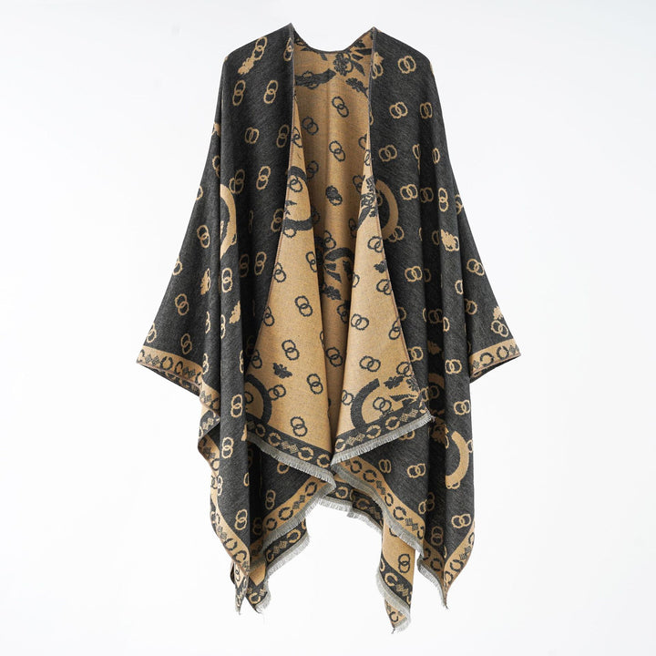 Women's Reversible Jacquard Wrap with Fringe and Generous Wrap Silhouette Mune Fashion