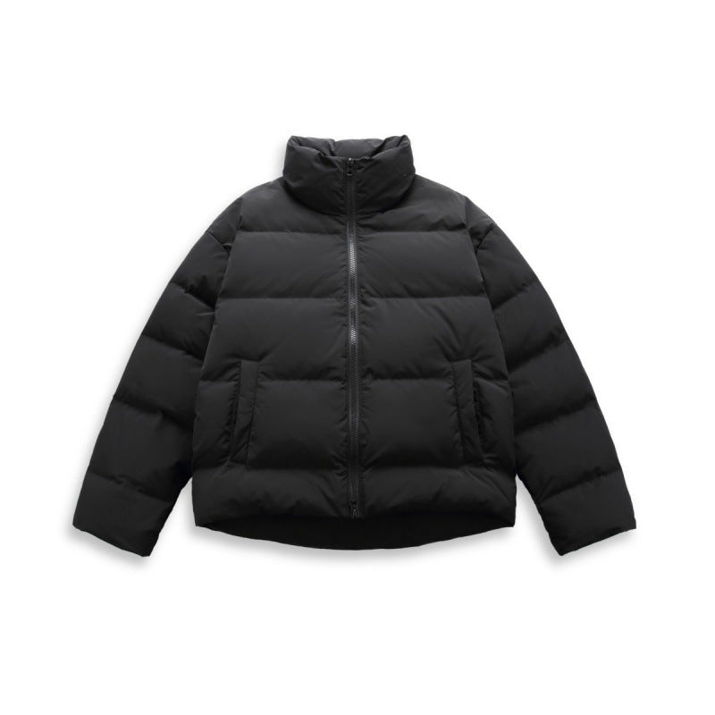 Women's short quilted padded jacket with high stand-up collar and concealed two-way zipper Mune Fashion