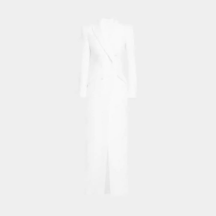 Women Blazer Dress Maxi Dress with Double Breasted, tailored silhouette and high front slit Mune Fashion