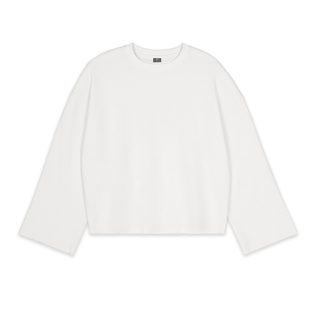 Men's Boxy Waffle Knit Sweater with Oversized Cut and Round Neck