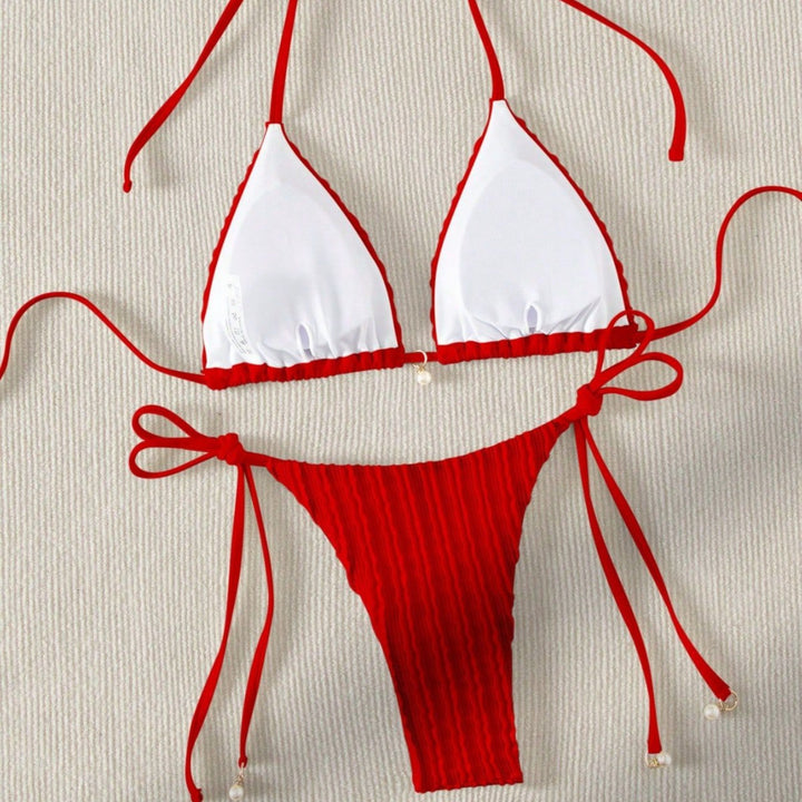 Women's Triangle Bikini with Structured Texture Mune Fashion