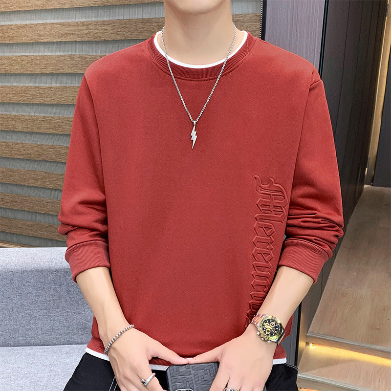Men's casual sweatshirt with side 3D embossing, round neck and ribbed cuffs Mune Fashion