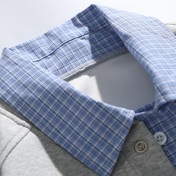 Men's Boxy Bomber Jacket with Contrast Shirt Collar, Snap Button Front & Ribbed Hem Mune Fashion