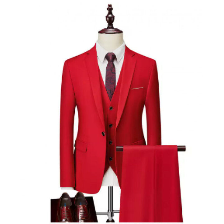 Men's tailored lightweight summer three-piece suit made of microfiber with slim lapels Mune Fashion