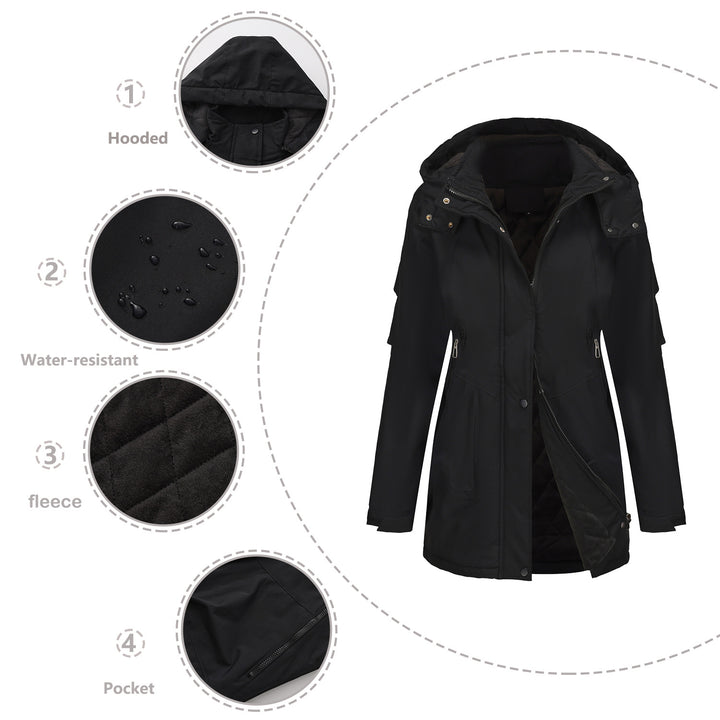 Women's tailored parka with hood, concealed zipper and practical zippered pockets Mune Fashion
