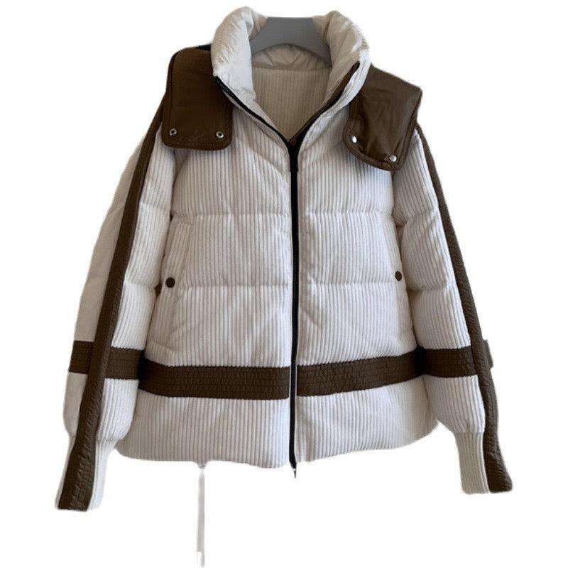 Women Urban Quilted Coat with High Collar Mune Fashion