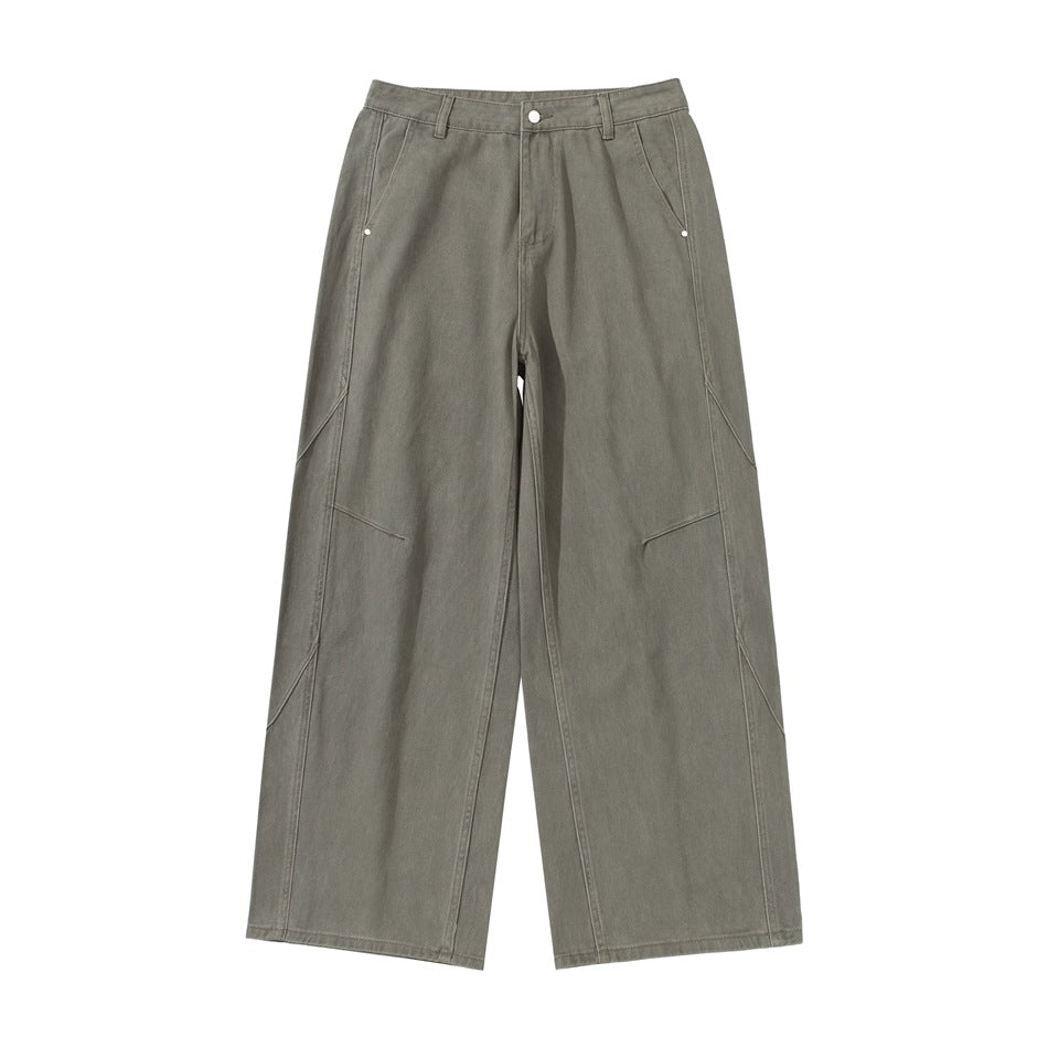 Women's wide pleated trousers in utility cargo style with high waist and prominent seam details Mune Fashion