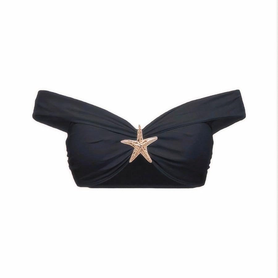 Women's bikini set with elegant wrap skirt look and stylish star appliqué Mune Fashion