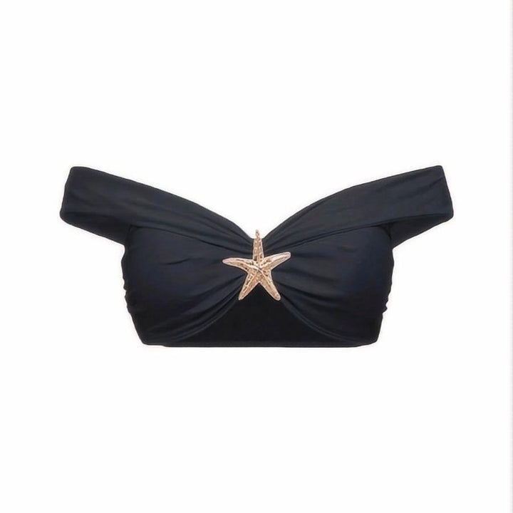Women's bikini set with elegant wrap skirt look and stylish star appliqué Mune Fashion