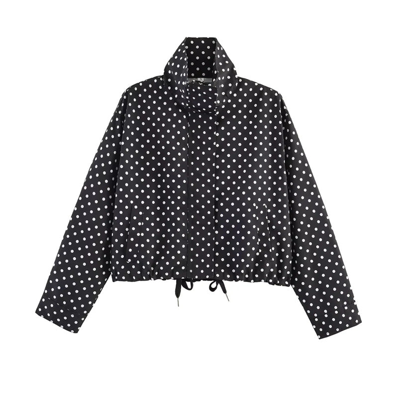 Ladies Short Points Utility Jacket with Stand-Up Collar and Drawstring Mune Fashion