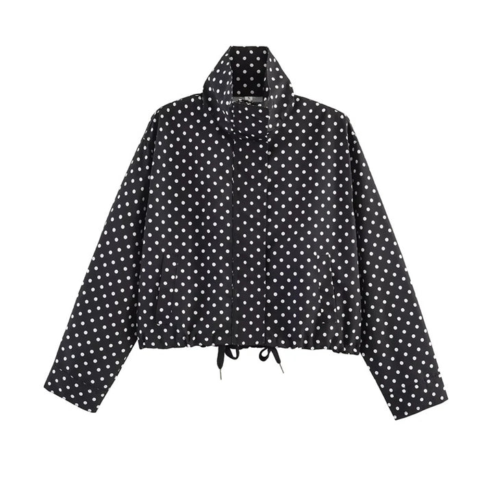 Ladies Short Points Utility Jacket with Stand-Up Collar and Drawstring Mune Fashion