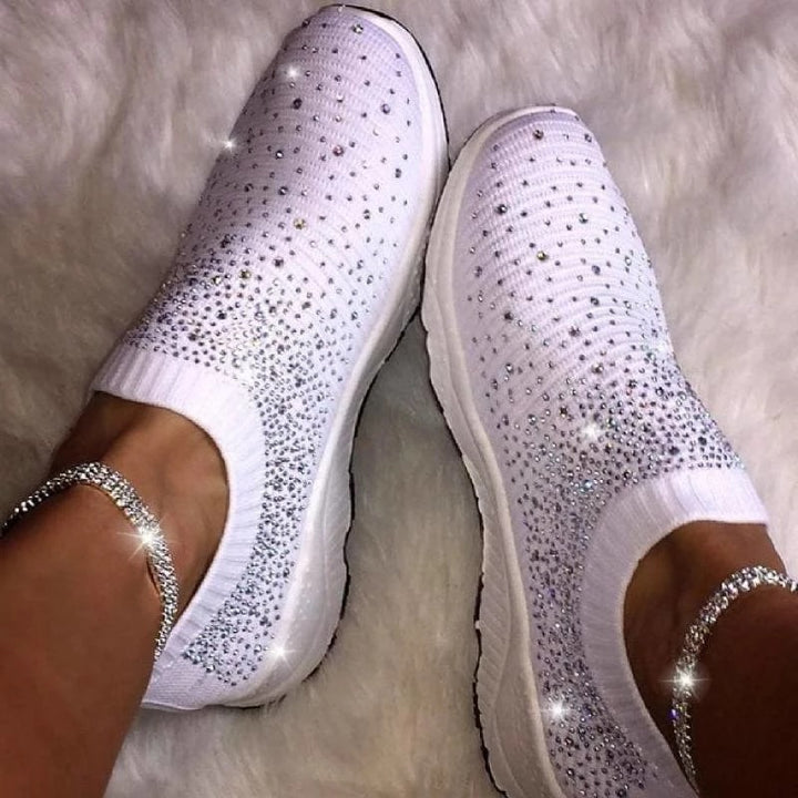 Women’s Elastic Knit Sneakers with Gemstone Detailing Mune Fashion