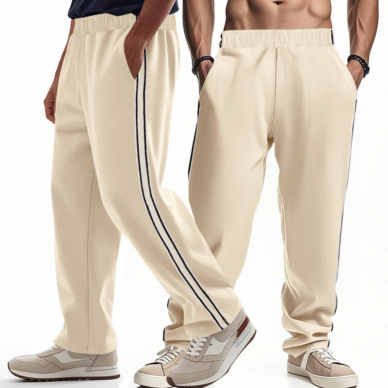 Men's casual sweat joggers with elastic waistband, side double stripes, and soft cotton blend Mune Fashion