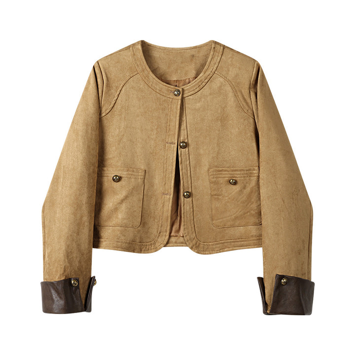 Women's Fashionable Suede Jacket with Pockets Mune Fashion
