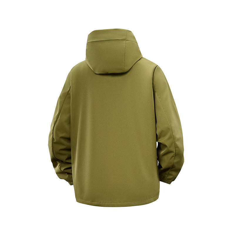 Men's Technical Softshell Hybrid Jacket with Fleece Lining and Adjustable Hood Mune Fashion